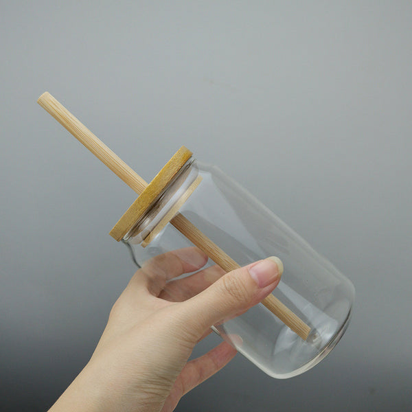 Glass Tumbler with Sustainable Bamboo Lid & Straw 350ml - EcoLeaf Essentials