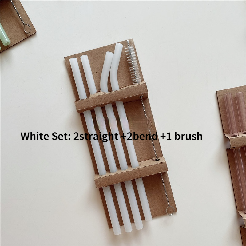 Premium Reusable Glass Straw Set (4-Pack) with Cleaning Brush
