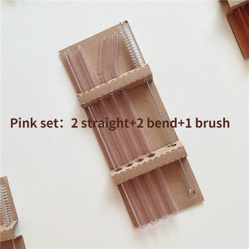 Premium Reusable Glass Straw Set (4-Pack) with Cleaning Brush